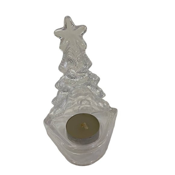 Christmas Candle Holder Frosted Glass Votive Holiday Decor Lead Crystal Tea - Picture 5 of 6
